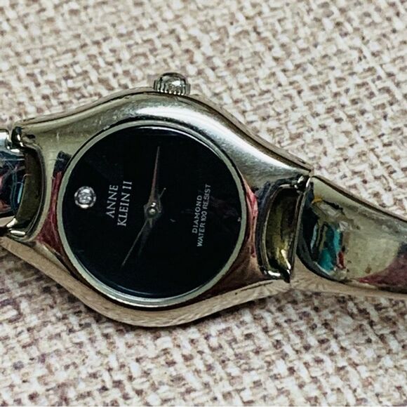 AS IS Anne Klein II Silver Black Watch - Picture 4 of 4